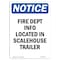 Signmission OSHA Sign, Fire Dept Info Located In Scalehouse, 10in X 7in Rigid Plastic, 7" W, 10" L, Portrait OS-NS-P-710-V-12567 - alternate 1